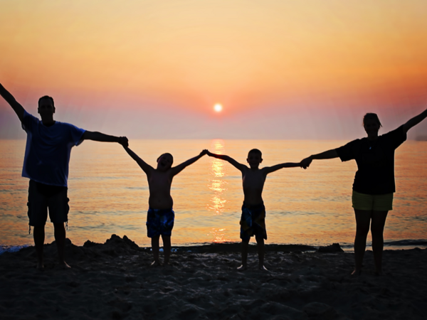 Famille sunset mer